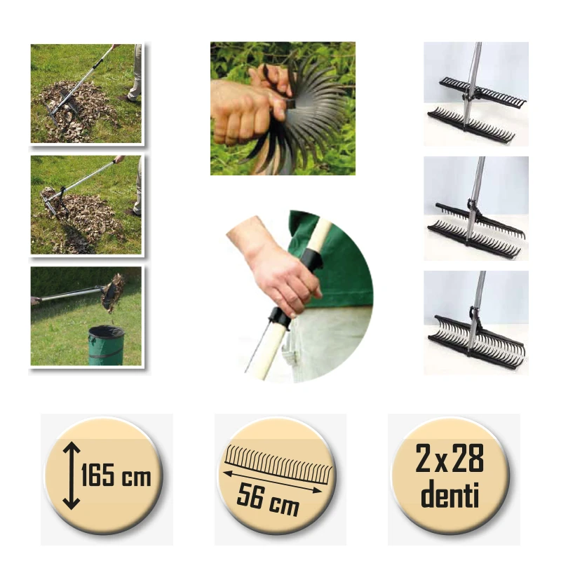 Garden Rake - Double Comb Leaf Picker 2 in 1