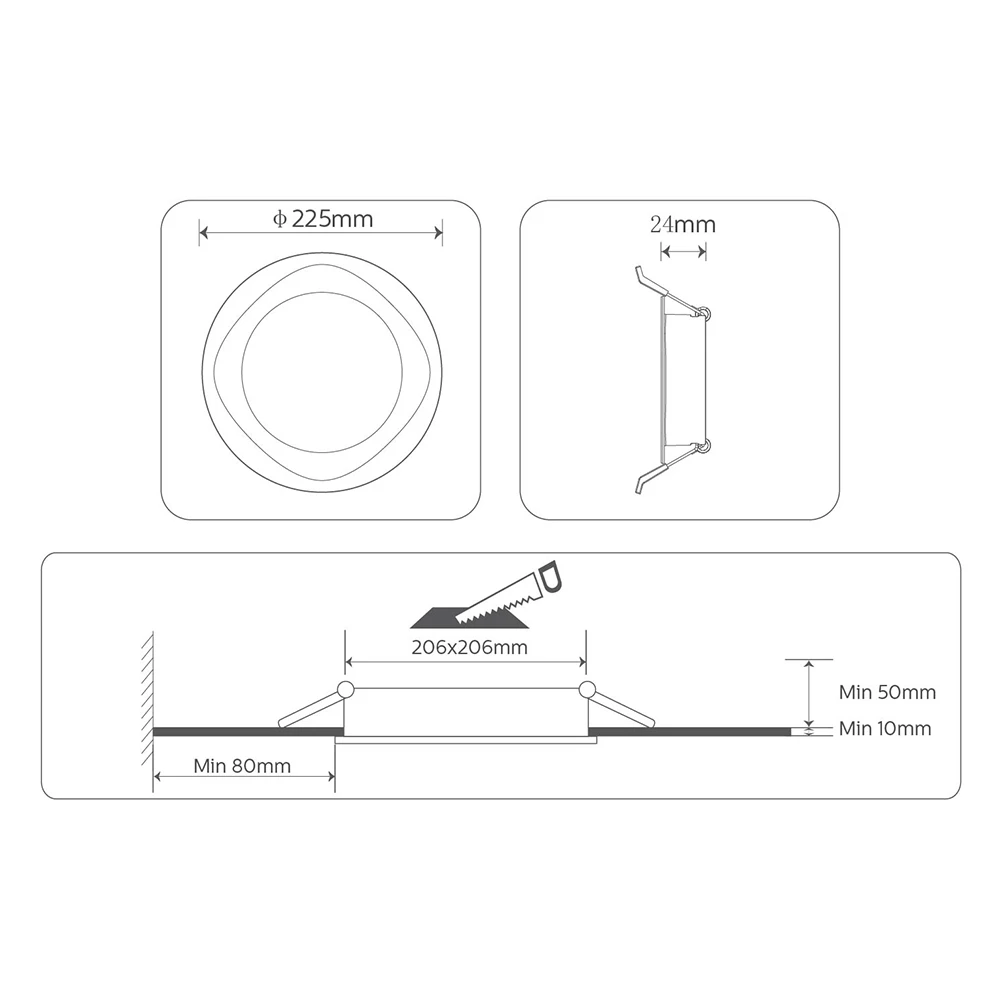 24W Neox LED Downlight Round Recessed Ceiling Light with Samsung LED | 225mm | 6500K Day Light - Sun