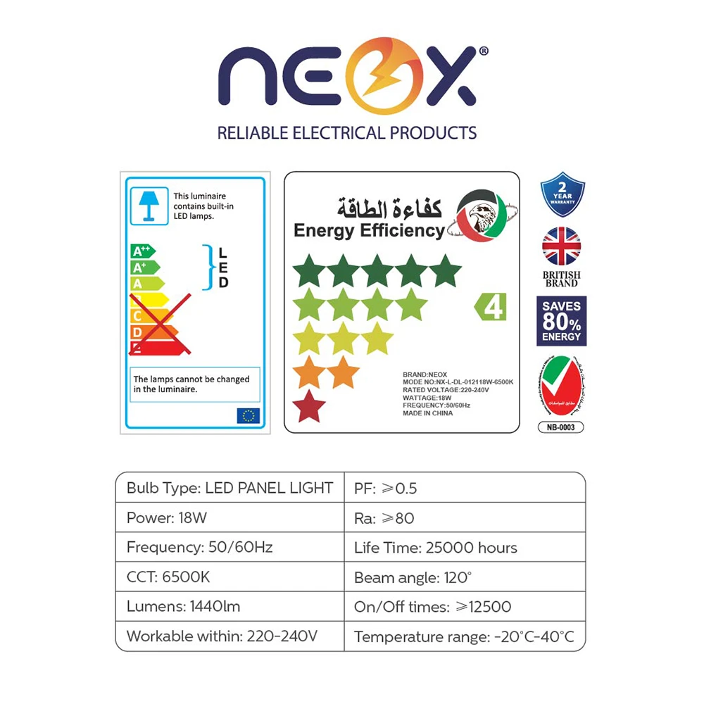 18W Neox LED Round Panel Ceiling Light with Samsung LED | 225mm | Flush Mount Lighting Fixture | 650