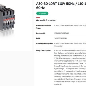 ABB Contactor 110V 50Hz / 110-120V 60Hz
