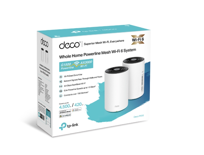 TP LINK AX3000 + G1500 Whole Home Powerline Mesh WiFi 6 System
