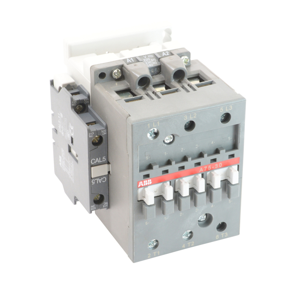 ABB 3 POLE CONTACTOR, 230-240V 50HZ / 240-260V 60HZ, 37KW, 3NO, 1NO+1NC AUXILIARY CONTACTS 