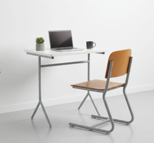 High-quality (Strong)desk and Chair (White Top and Grey color Stacture)