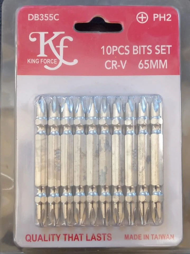 King Force 10 PCS Screw Bit Ph2  65mm  +/+  DB355C