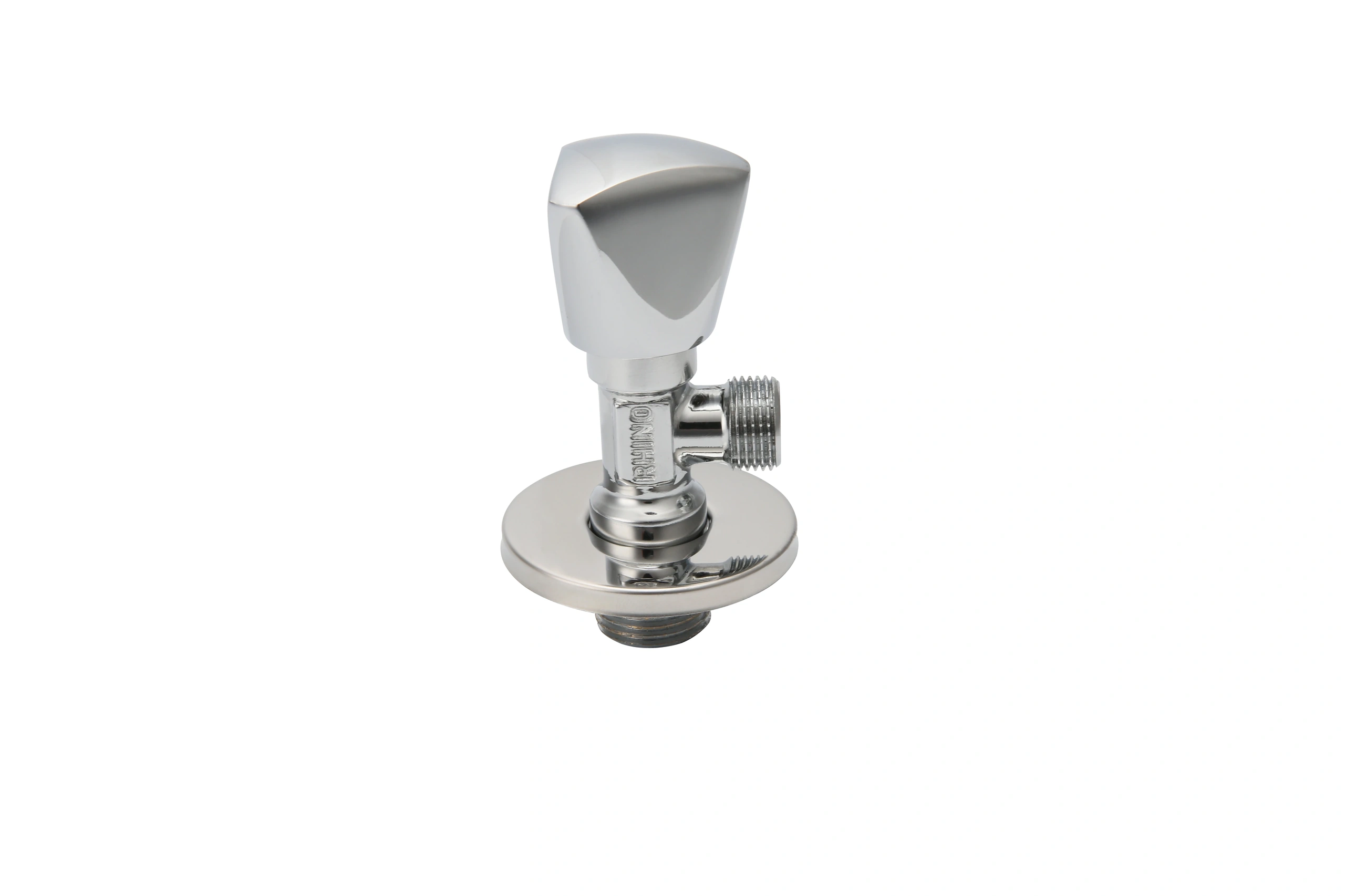 RHINO Brass Cp Angle Valve Complete With Ss Rosette, 1/2”X3/8”, Wras Approved