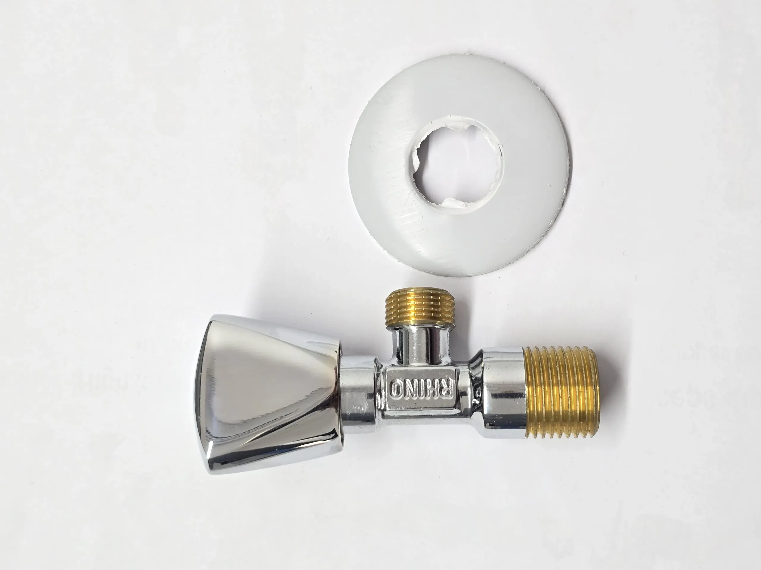 Brass Cp Angle Valve Complete With Ss Rosette, 1/2”X3/8”