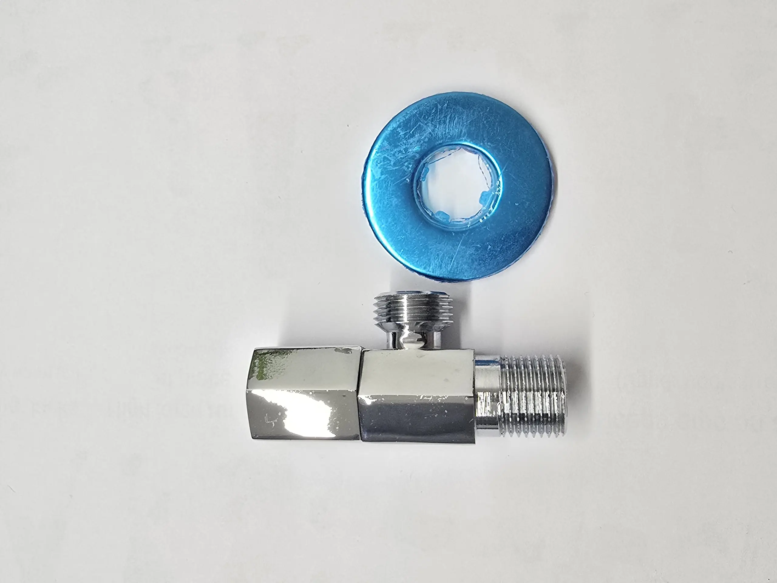 Brass Angle Valve, Hex. Knob Mxm Thread Ss Rosette, 1/2"X1/2"