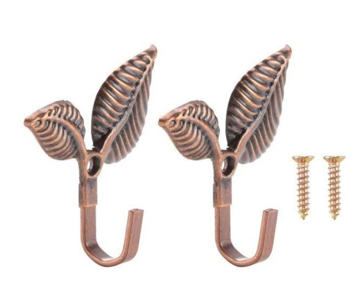 2 x Iron Leaf Shaped Curtain Tie backs Holders Wall Hooks 