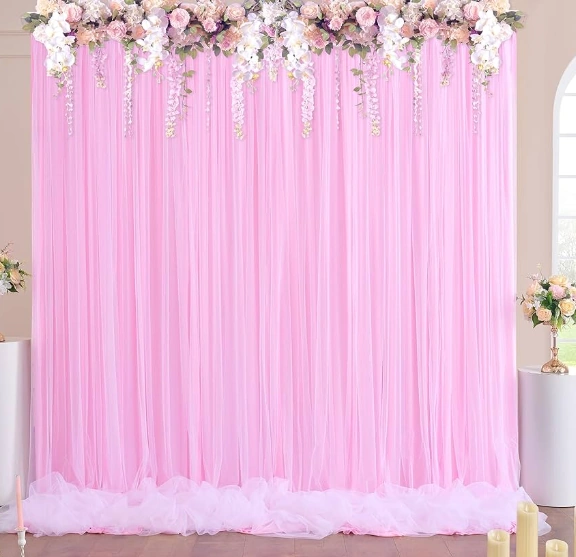 Decorative Net Curtain - Light Pink